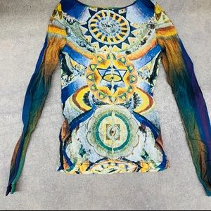 Vivienne Tam vintage eclectic Galaxy Mesh Top.